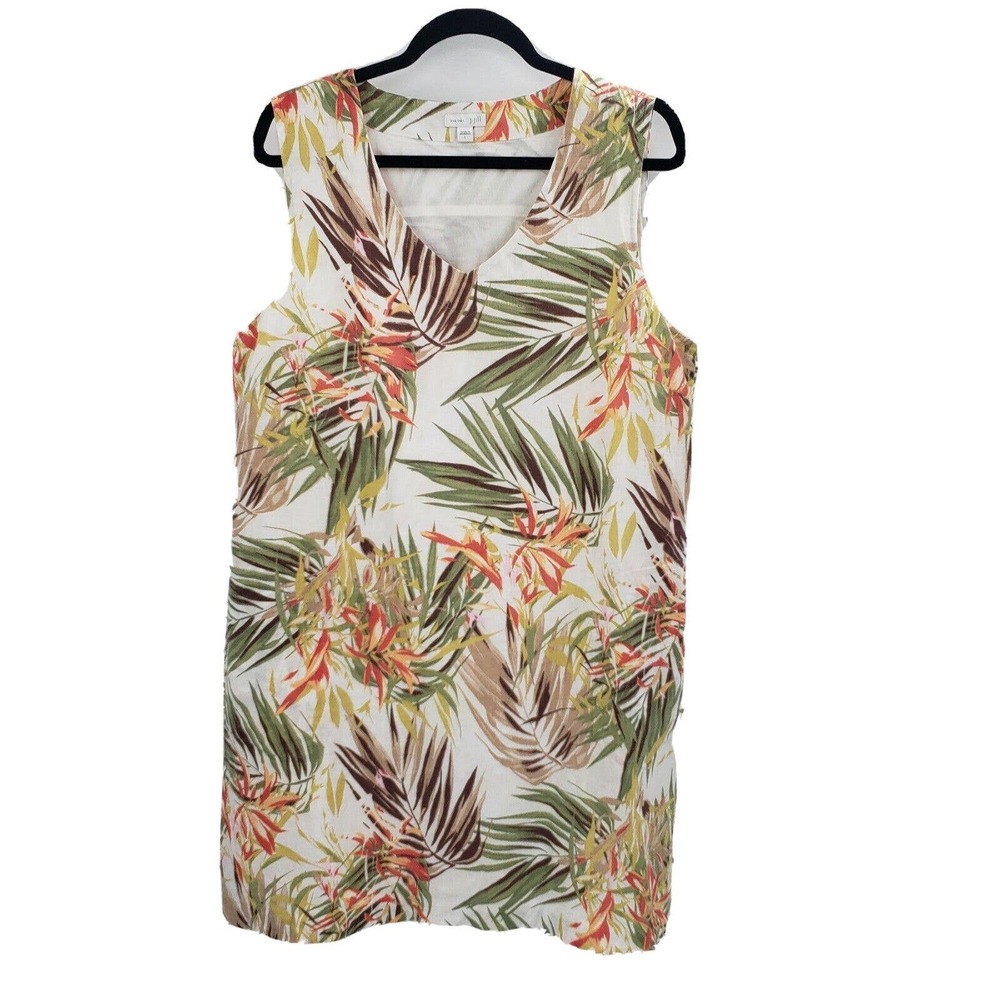 J. Jill tropical floral print Dress womens size large sleeveless love linen